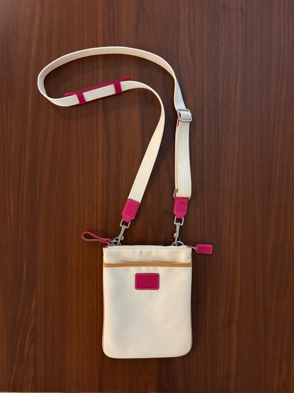 Coach cream & pink crossbody bag